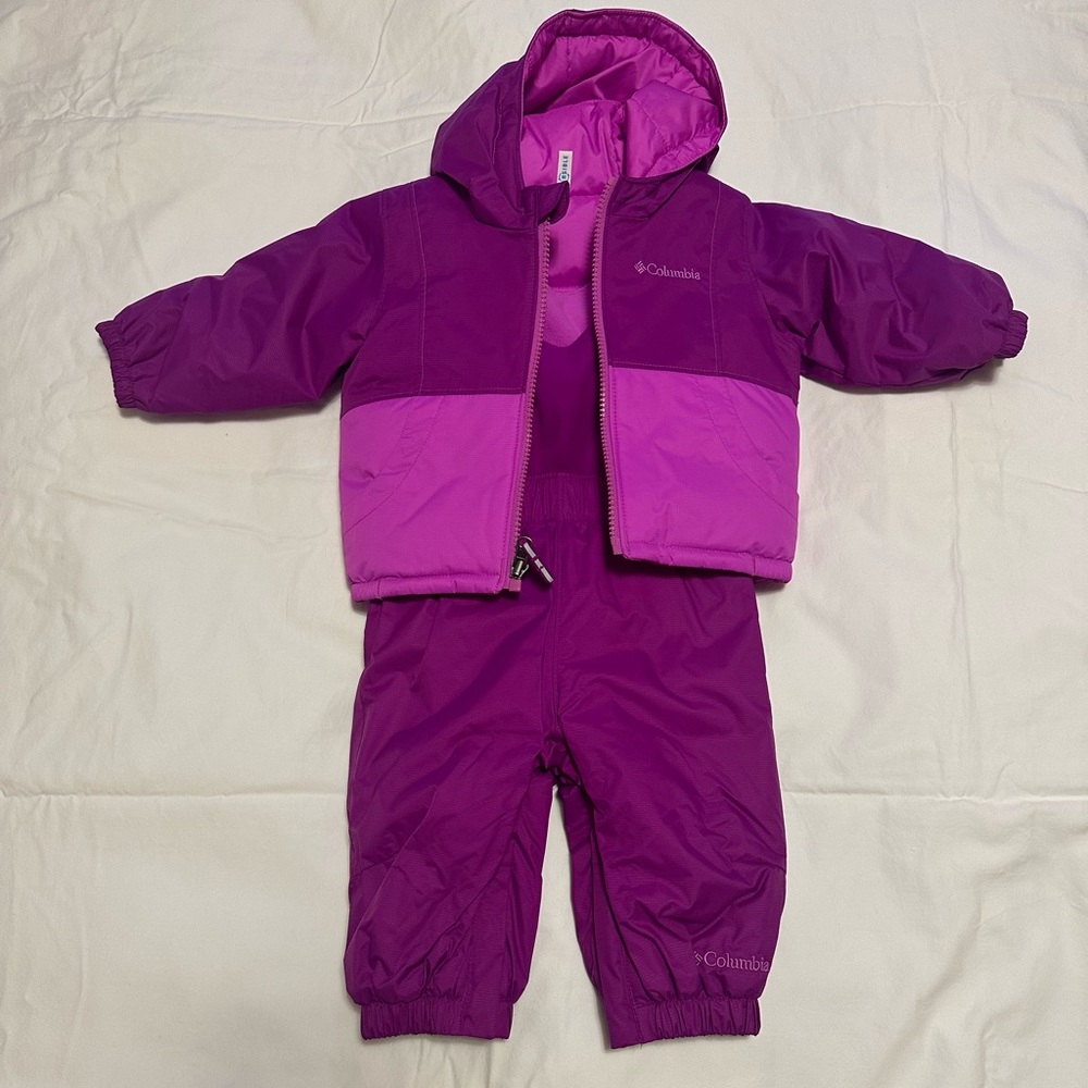 Columbia toddler snow bib and reversible jacket (6-12m)